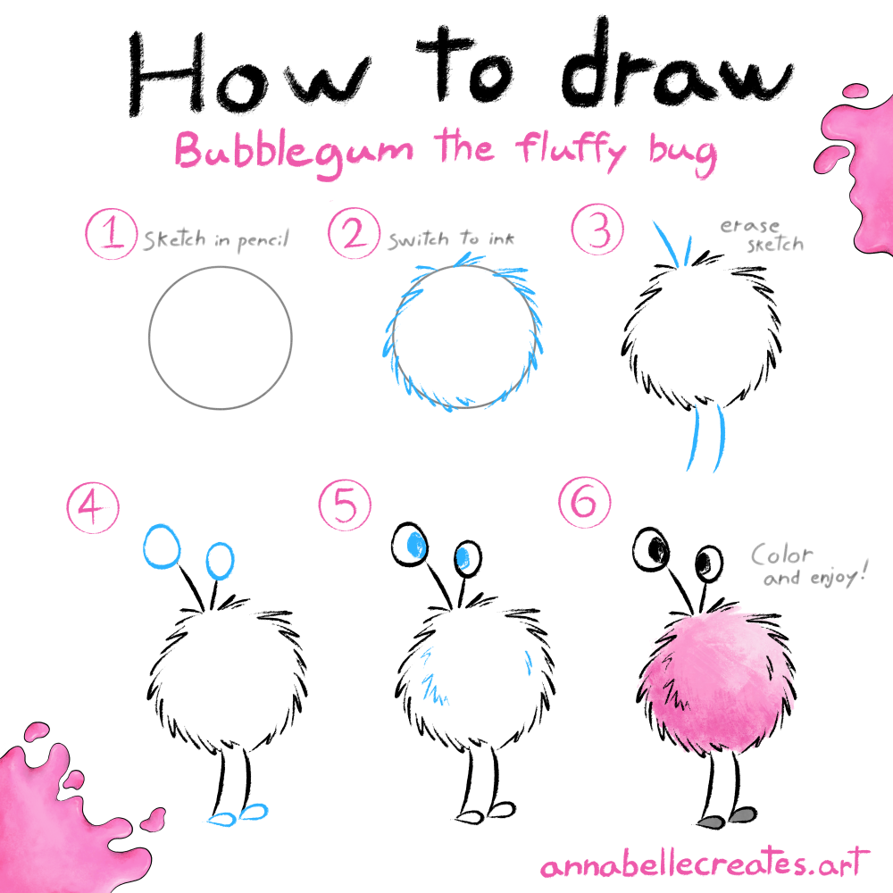 How to Draw Bubblegum the Fluffy Bug